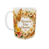mug bonne fete maman fleurs papillon cadeau fete des meres vue anse gauche