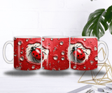 Mug Coccinelle Porte-Bonheur – Sublimation Rouge Effet Mur Éclaté (11oz)