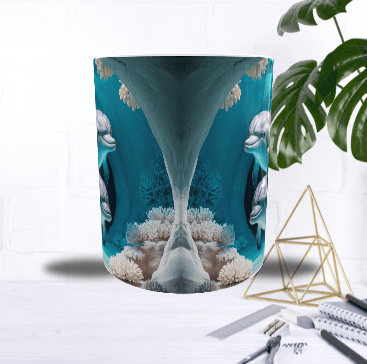 Mug Dauphins des Profondeurs – Sublimation Océan Bleu & Coraux (11oz)