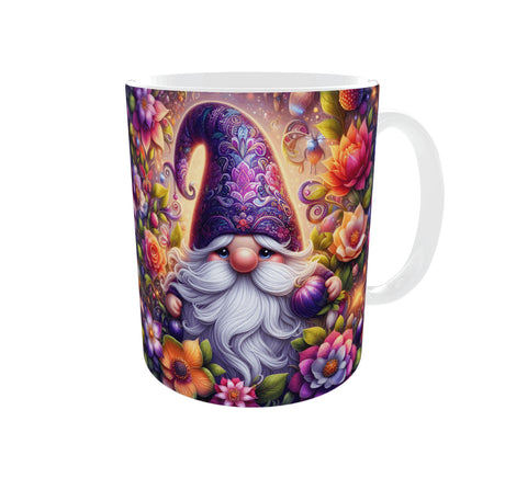 mug gnome fleuri tasse fantaisie tres coloree vue anse droite