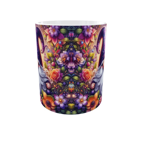 mug gnome fleuri colore illustration florale vue face