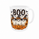 Mug Halloween BOO fantômes citrouilles tournesols, vue droite
