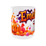 Mug Halloween Personnalisé Prénom – Fantôme Gourmand et Citrouilles Bonbon 11 oz Sublimation Store