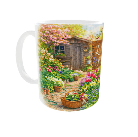Mug jardinage le bonheur pousse ici anse gauche