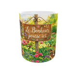 Mug jardinage le bonheur pousse ici vue de face