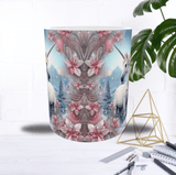 Mug Licorne Hivernale – Sublimation Paysage Enneigé & Fleurs Roses (11oz)