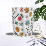 Mug Personnalisé “Main dans la Main” – Texte (Maman/Papa…) & Prénom au Choix – Sublimation Fleurie
