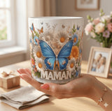 Mug Maman Fleurs et Papillon – Cadeau Fête des Mères 325 ml Sublimation Store