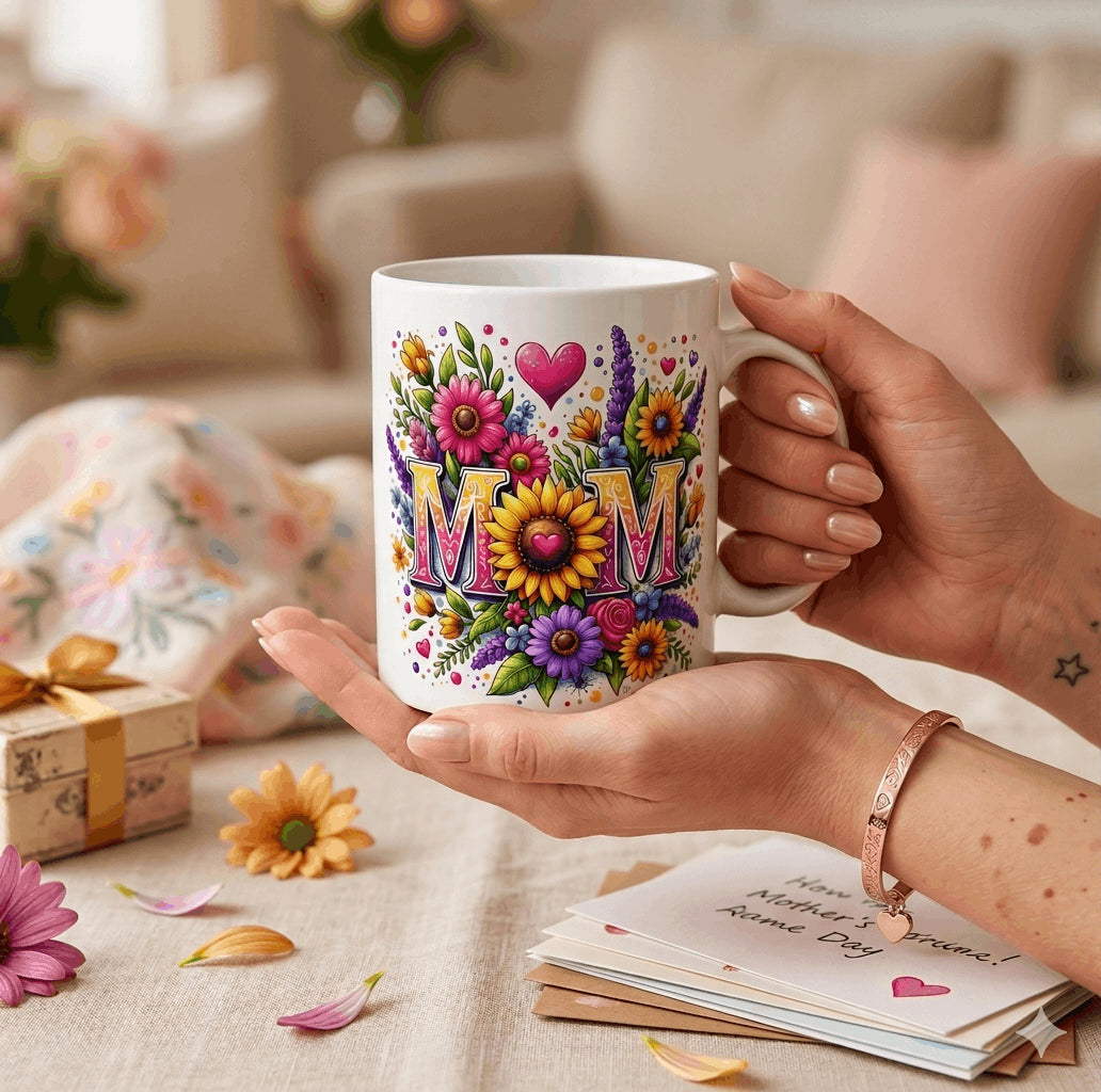 Mug MOM Fleurs Colorées – Cadeau Fête des Mères 325 ml Sublimation Store
