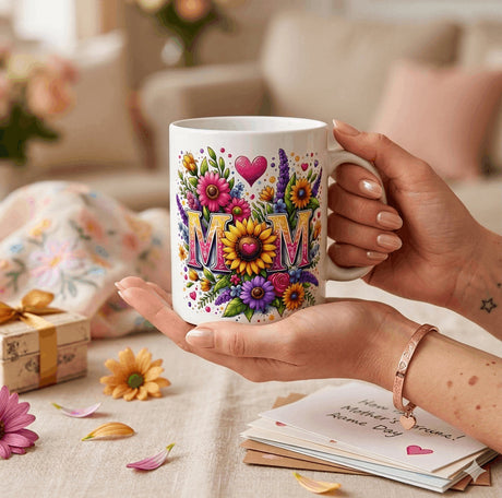 Mug MOM Fleurs Colorées – Cadeau Fête des Mères 325 ml Sublimation Store