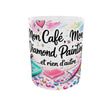 Mug mon café mon diamond painting vue de face