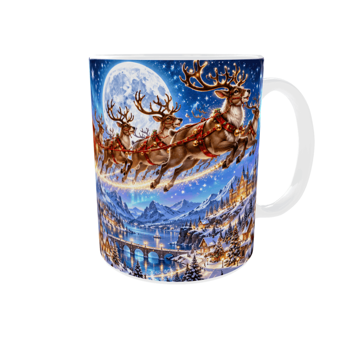 Ton Prénom sur le Cadeau du Père Noël : Mug Personnalisé Traîneau et Rennes Magiques Sublimation Store