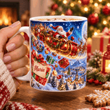 Ton Prénom sur le Cadeau du Père Noël : Mug Personnalisé Traîneau et Rennes Magiques Sublimation Store