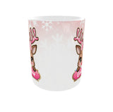 mug noel personnalise prenom renne kawaii rose vue face design hiver