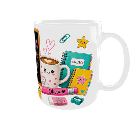 Mug cadeau ATSEM personnalisé patience amour café – vue anse à droite