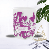 Mug Personnalisé Initiale A–Z – Floral Rose/Violet & Prénom au Choix