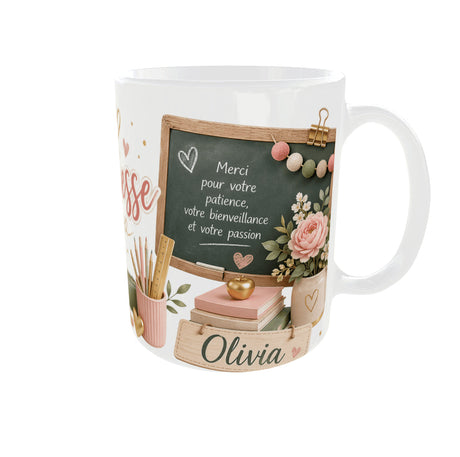 Mug personnalisé Maîtresse – Prénom de l'élève Sublimation Store
