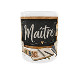 Mug personnalisé prénom maître design vintage scolaire, céramique blanche 11 oz – vue de face