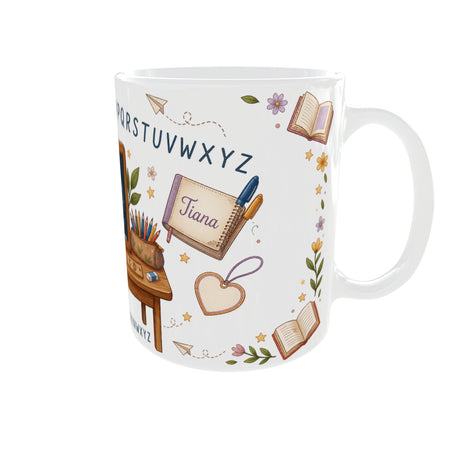 Mug cadeau maîtresse personnalisé prénom – vue anse à droite