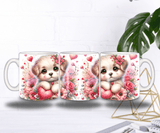 Mug Saint-Valentin Chien & Cœurs – Chiot Fleuri Romantique (Sublimation)