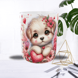 Mug Saint-Valentin Chien & Cœurs – Chiot Fleuri Romantique (Sublimation)