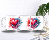 Mug Saint-Valentin “Cœur Éclat d’Amour” – Aquarelle Colorée & Petits Cœurs