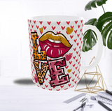Mug Saint-Valentin LOVE – Bouche Glamour & Motif Léopard (Sublimation)