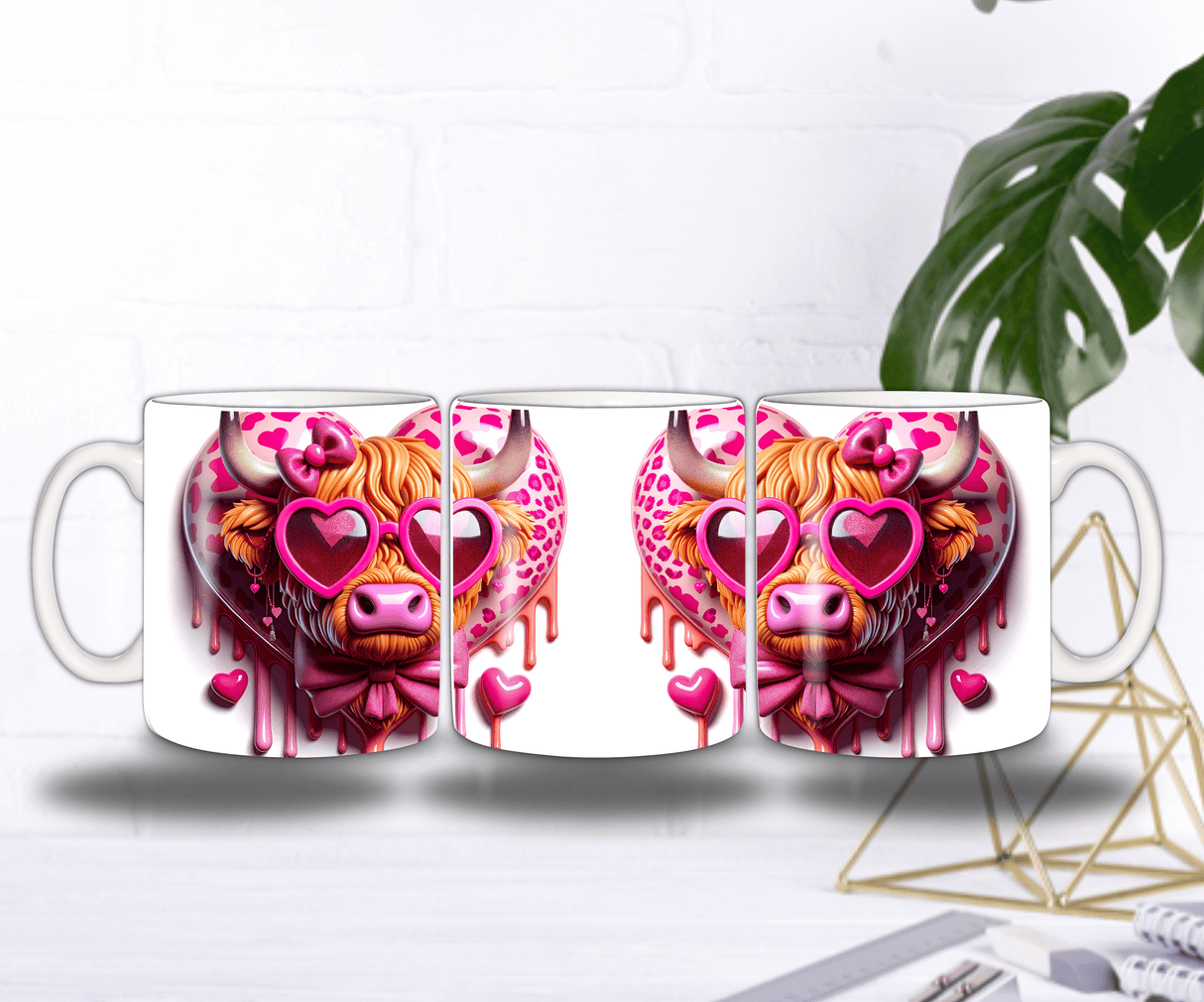 Mug Saint-Valentin Vache Rose – Lunettes Cœur & Humour Love (Sublimation)