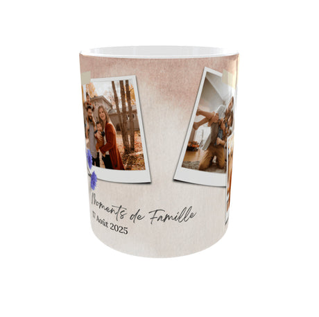 Mug personnalisé “Moments de famille” – 3 photos + date (325 ml / 11 oz) Sublimation Store