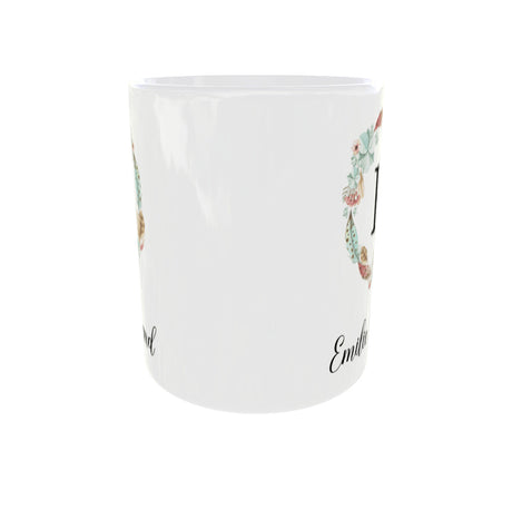 Mug personnalisé initiale & prénom – Couronne florale (cadeau femme) Sublimation Store - Vue de face