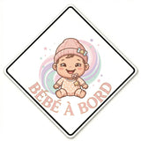 panneau bébé à bord fille ventouse design pastel arc-en-ciel bébé cartoon rose