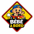 panneau bébé à bord ventouse cartoon garçon losange jaune rouge