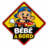 panneau bébé à bord ventouse cartoon garçon losange jaune rouge