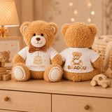 Peluche Bradou 1 mois recto verso avec design anniversaire et logo Bradou