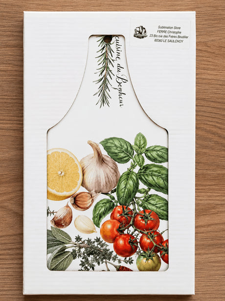 Planche à découper céramique personnalisée dans sa boîte fenêtre cadeau