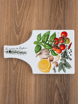 Planche à découper céramique personnalisée – face avant design botanique légumes herbes