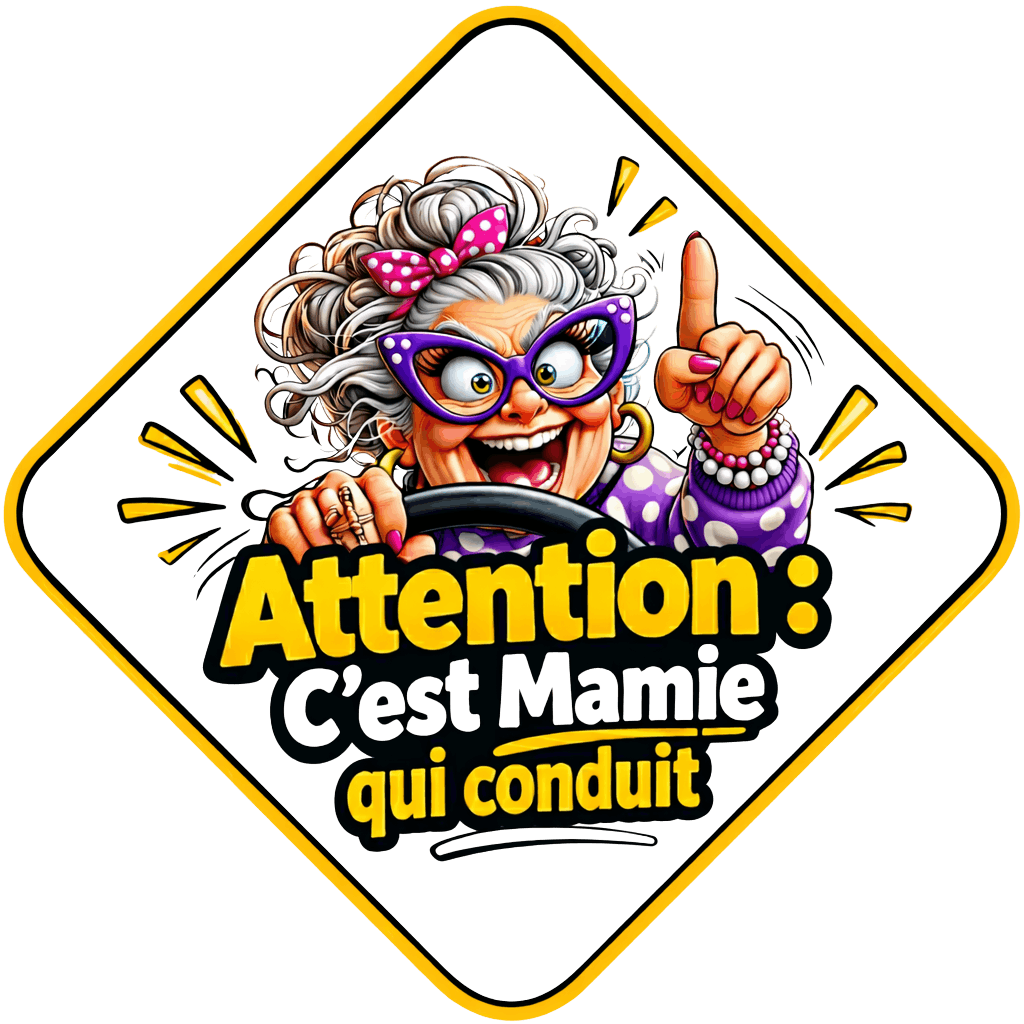 plaque auto attention cest mamie qui conduit sans fond