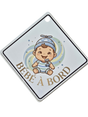 plaque auto bebe a bord aluminium avec ventouse sans fond