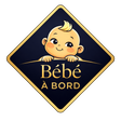 plaque auto bebe a bord bleu marine et or aluminium avec ventouse sans fond