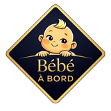 plaque auto bebe a bord bleu marine et or aluminium avec ventouse sans fond