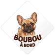plaque auto boubou a bord bouledogue francais marron clair sans fond