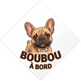 plaque auto boubou a bord bouledogue francais marron clair sans fond