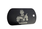 Porte-clés gravé avec photo personnalisée sur médaille noire