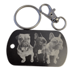 Porte-clés médaille noire avec anneau et mousqueton