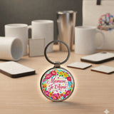Porte-clés Maman Je t’Aime Rond Métal Argenté Personnalisé Sublimation Store