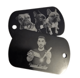 Porte-clés gravé avec photo personnalisée sur médaille noire duo