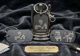 Porte-clés personnalisé gravé photo ou logo sur médaille noire recto verso