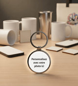 Porte-clés Rond Personnalisé – Métal Argenté – Photo à importer (Ø 4 cm)