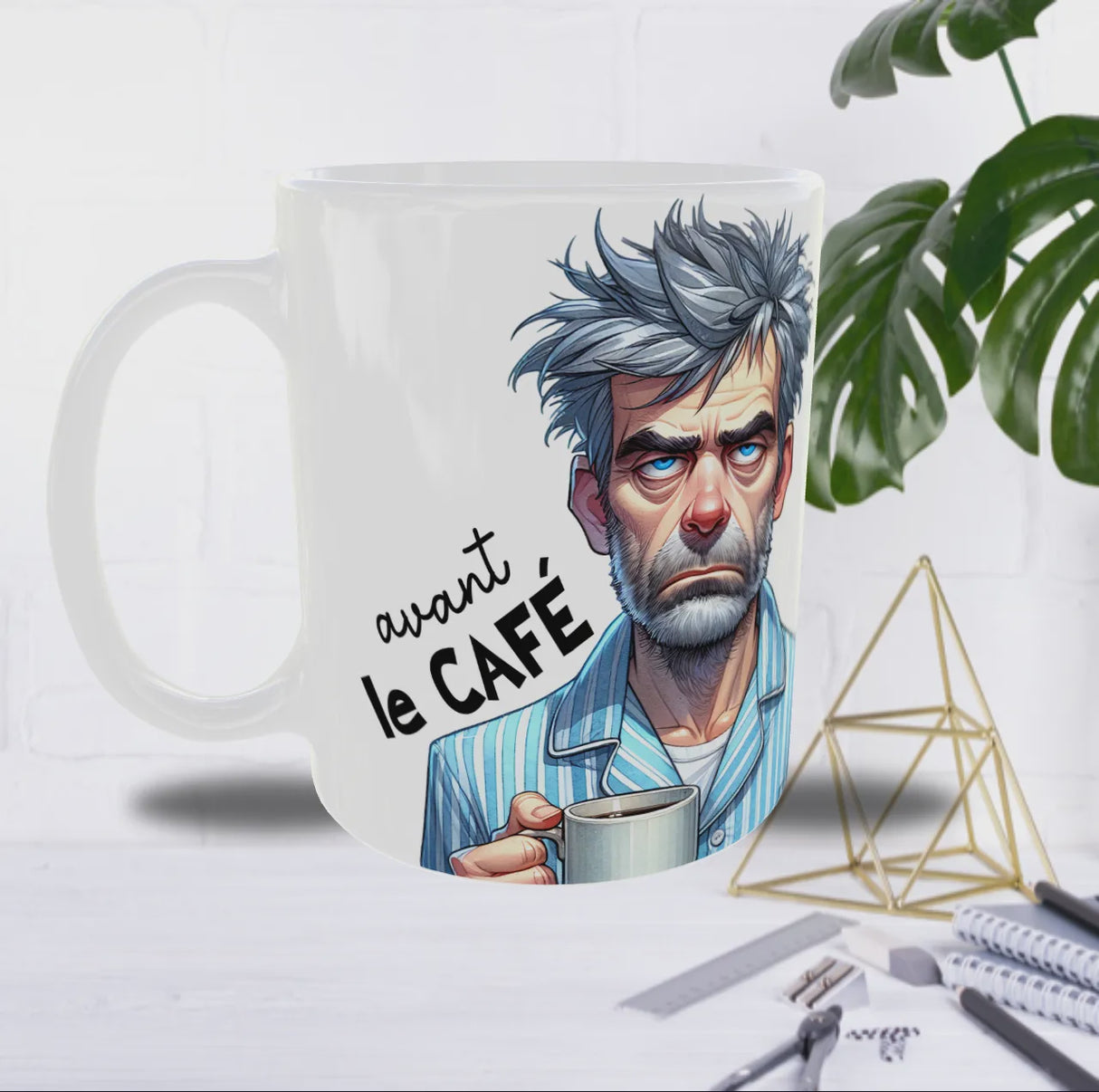 Mug “Avant / Après Café” – Homme 40/50 ans – Recto/Verso
