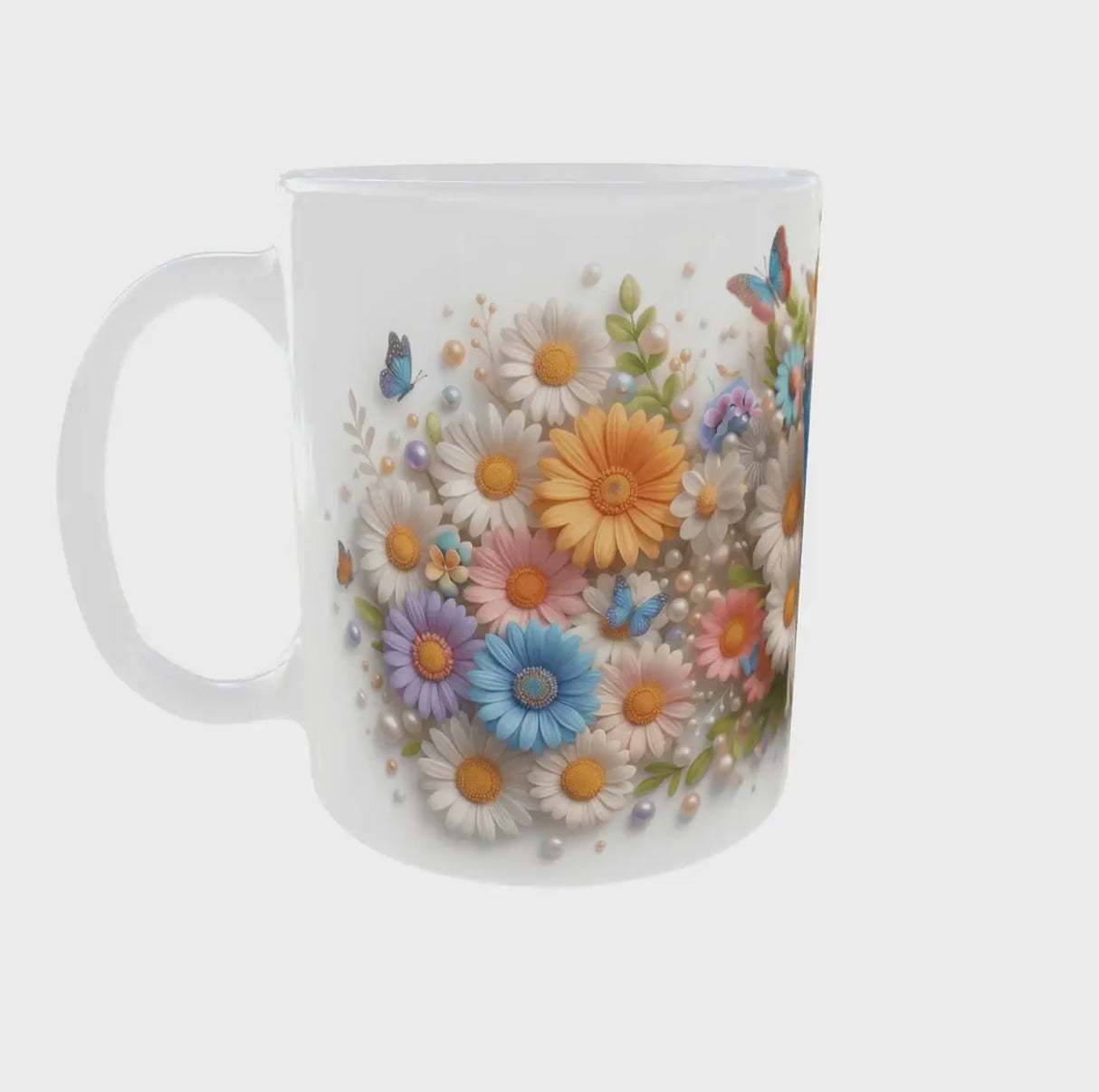 Mug "Maman" Fleurs et Papillon – Céramique 325 ml Cadeau Fête des Mères